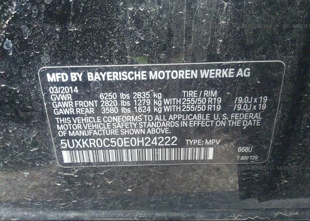 5UXKR0C50E0H24222 2014 BMW X5