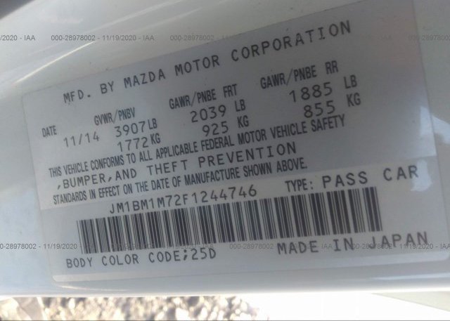 JM1BM1M72F1244746 2015 MAZDA MAZDA3