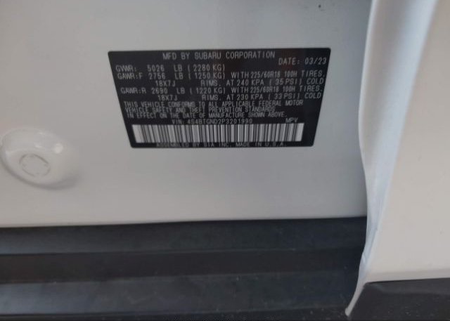 2023 SUBARU OUTBACK(VIN: 4S4BTGND2P3201990