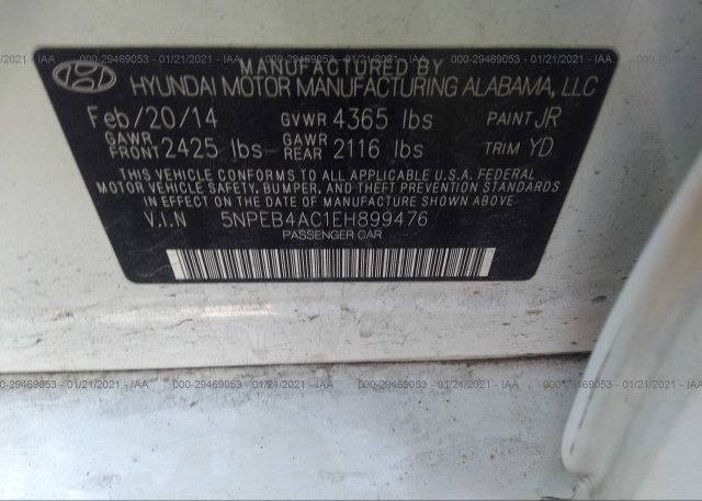 5NPEB4AC1EH899476 2014 HYUNDAI SONATA