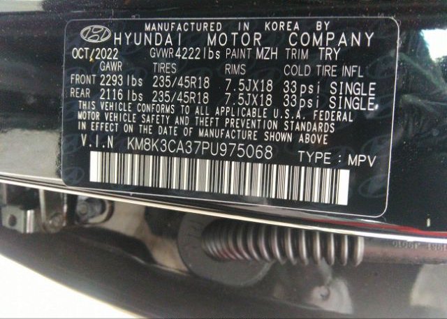2023 HYUNDAI KONA(VIN: KM8K3CA37PU975068