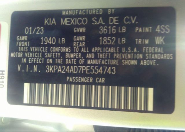 2023 KIA RIO(VIN: 3KPA24AD7PE554743