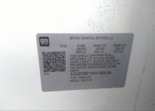 2022 CHEVROLET MALIBU(VIN: 1G1ZC5ST5NF183136