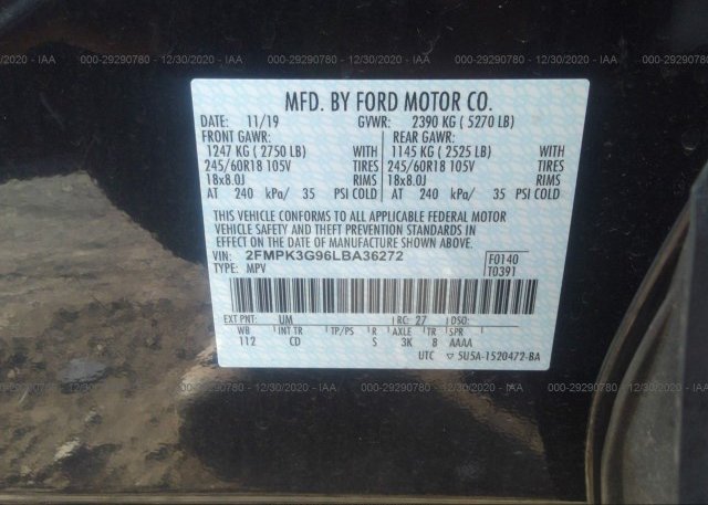2FMPK3G96LBA36272 2020 FORD EDGE