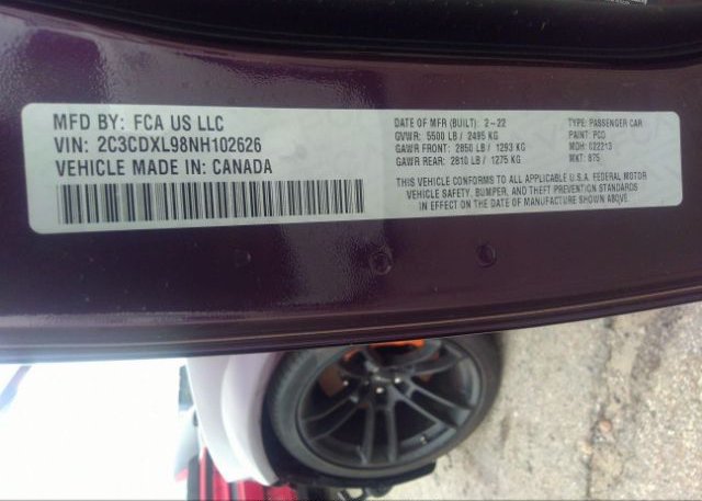 2022 DODGE CHARGER(VIN: 2C3CDXL98NH102626