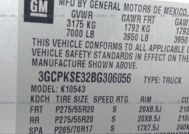 3GCPKSE32BG306056 2011 CHEVROLET SILVERADO 1500