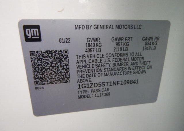 2022 CHEVROLET MALIBU(VIN: 1G1ZD5ST1NF109841