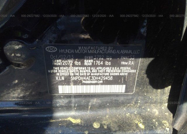 5NPDH4AE3DH429458 2013 HYUNDAI ELANTRA