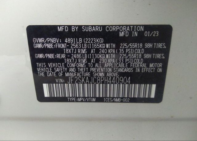 2023 SUBARU FORESTER(VIN: JF2SKAJC8PH440904