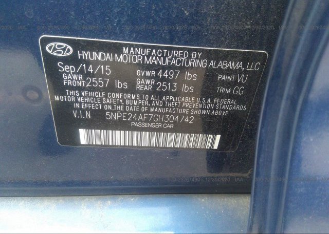 5NPE24AF7GH304742 2016 HYUNDAI SONATA