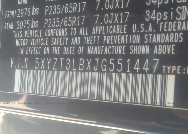 5XYZT3LBXJG551447 2018 HYUNDAI SANTA FE SPORT