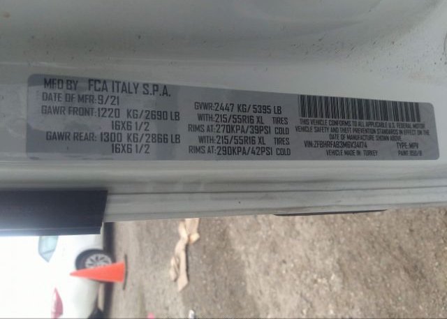 2021 RAM PROMASTER CITY(VIN: ZFBHRFAB3M6V34174