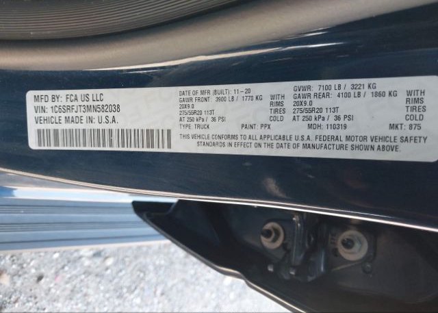 2021 RAM 1500(VIN: 1C6SRFJT3MN582038