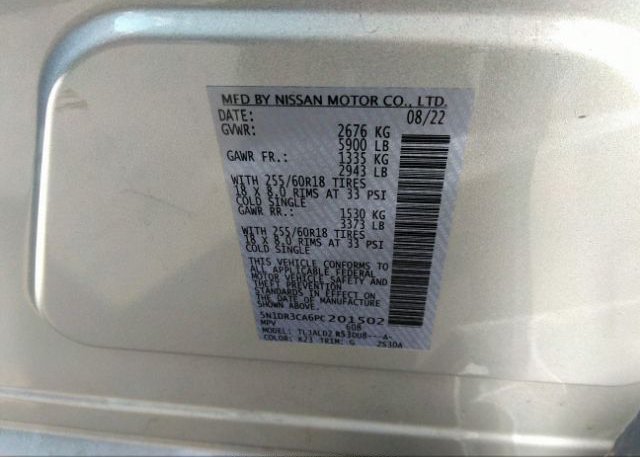 2023 NISSAN PATHFINDER(VIN: 5N1DR3CA6PC201502