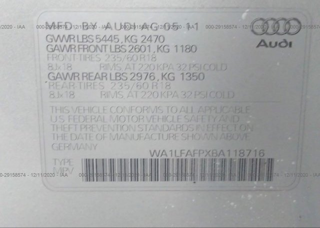 WA1LFAFPXBA118716 2011 AUDI Q5