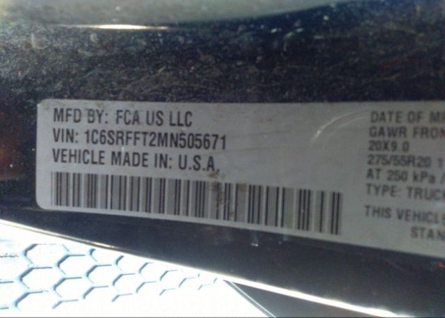 2021 RAM 1500(VIN: 1C6SRFFT2MN505671
