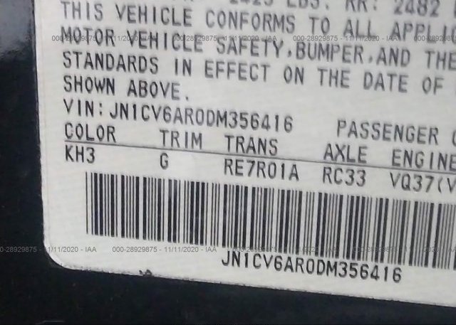 JN1CV6AR0DM356416 2013 INFINITI G37 SEDAN