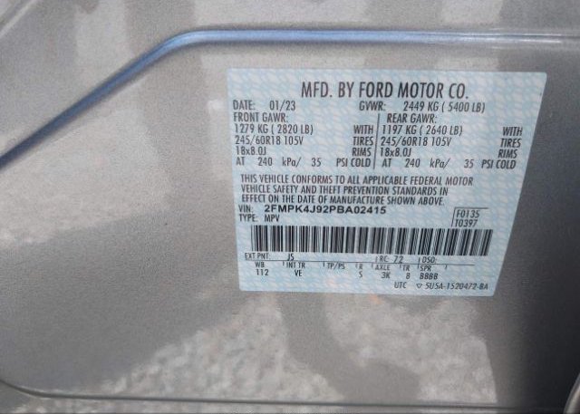 2023 FORD EDGE(VIN: 2FMPK4J92PBA02415