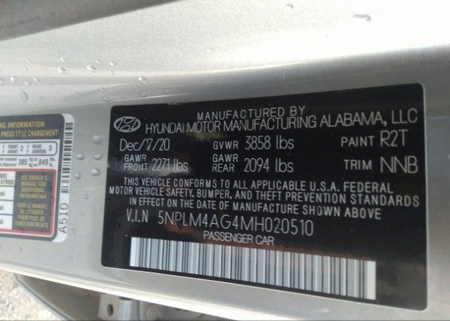2021 HYUNDAI ELANTRA(VIN: 5NPLM4AG4MH020510