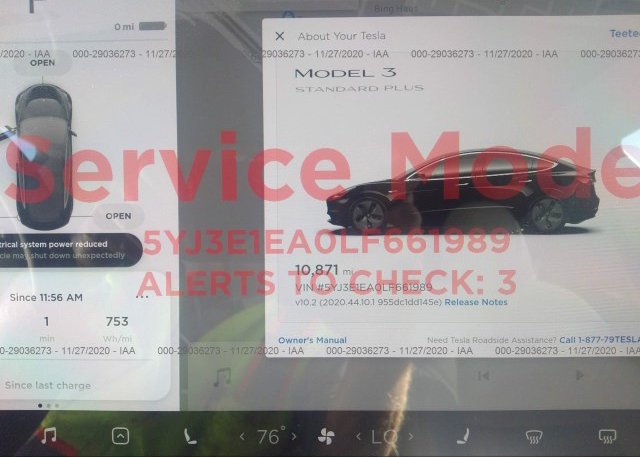 5YJ3E1EA0LF661989 2020 TESLA MODEL 3