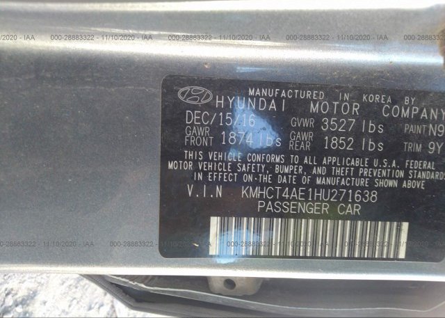 KMHCT4AE1HU271638 2017 HYUNDAI ACCENT