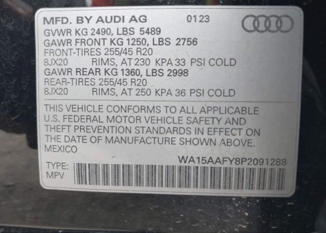 2023 AUDI Q5 SPORTBACK(VIN: WA15AAFY8P2091288