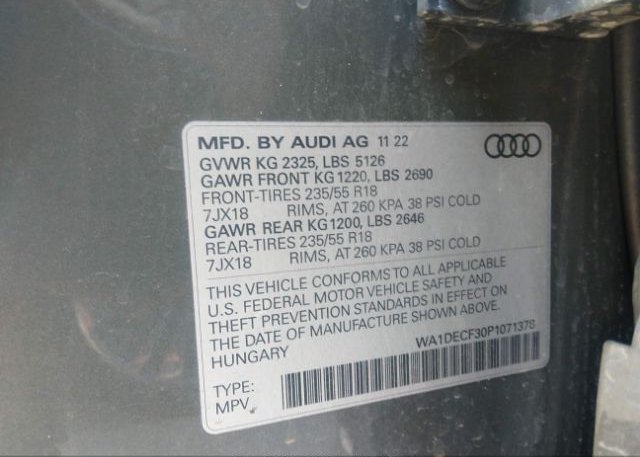 2023 AUDI Q3(VIN: WA1DECF30P1071378