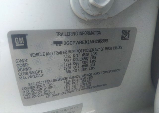 2021 CHEVROLET SILVERADO 1500(VIN: 3GCPWBEK1MG285599