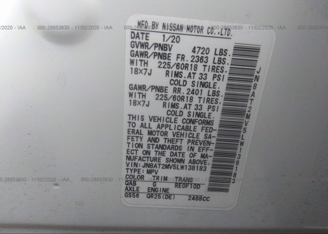JN8AT2MV5LW138183 2020 NISSAN ROGUE
