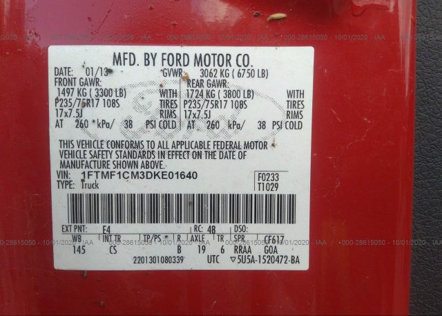 1FTMF1CM3DKE01640 2013 FORD F-150