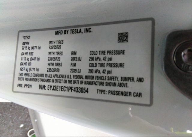 2023 TESLA MODEL 3(VIN: 5YJ3E1EC1PF433054
