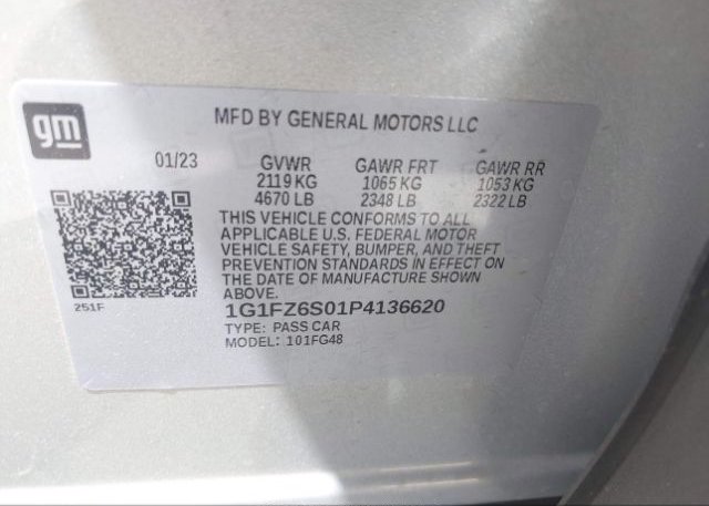 2023 CHEVROLET BOLT EUV(VIN: 1G1FZ6S01P4136620