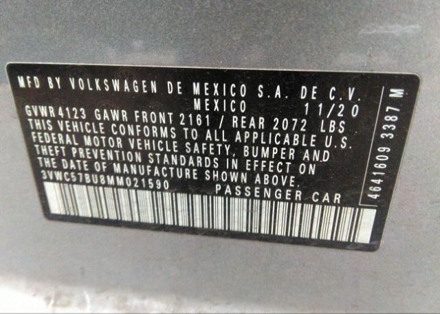 2021 VOLKSWAGEN JETTA(VIN: 3VWC57BU8MM021590