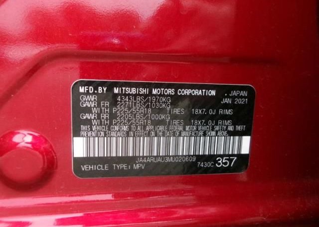 2021 MITSUBISHI OUTLANDER SPORT(VIN: JA4ARUAU3MU020609