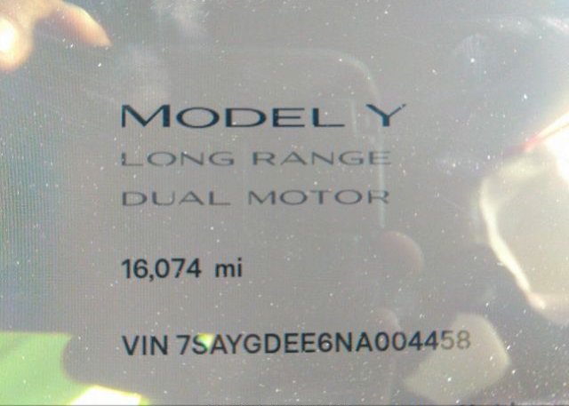 2022 TESLA MODEL Y(VIN: 7SAYGDEE6NA004458