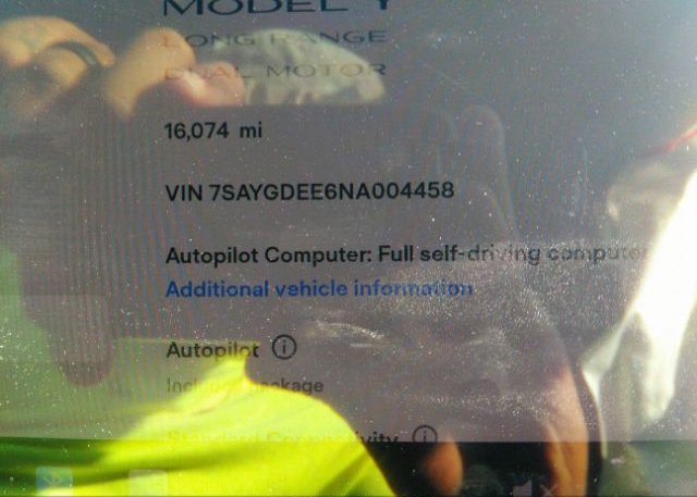 2022 TESLA MODEL Y(VIN: 7SAYGDEE6NA004458
