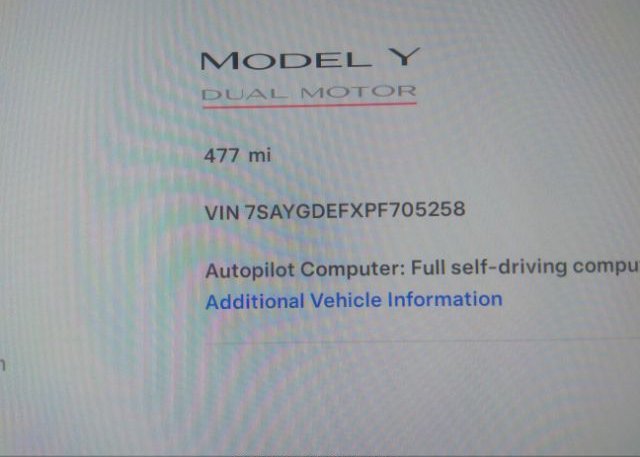 2023 TESLA MODEL Y(VIN: 7SAYGDEFXPF705258