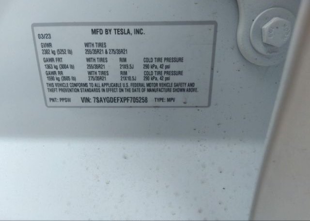 2023 TESLA MODEL Y(VIN: 7SAYGDEFXPF705258