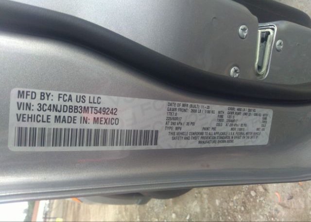 2021 JEEP COMPASS(VIN: 3C4NJDBB3MT549242