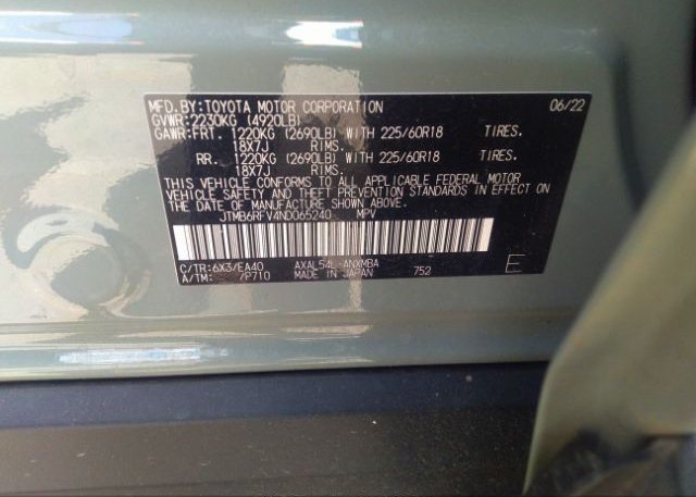 2022 TOYOTA RAV4(VIN: JTMB6RFV4ND065240