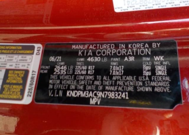 2022 KIA SPORTAGE(VIN: KNDPM3AC9N7983241