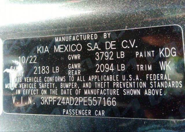 2023 KIA FORTE(VIN: 3KPF24AD2PE557166