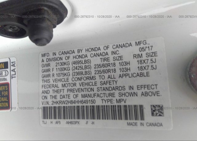 2HKRW2H84HH649150 2017 HONDA CR-V