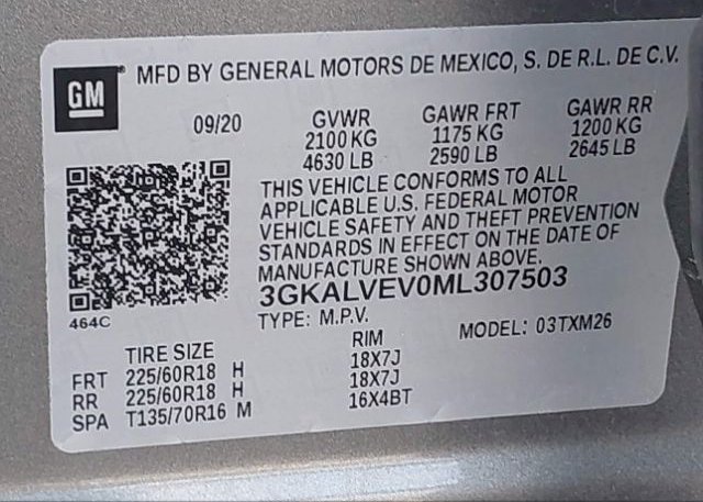 2021 GMC TERRAIN(VIN: 3GKALVEV0ML307503
