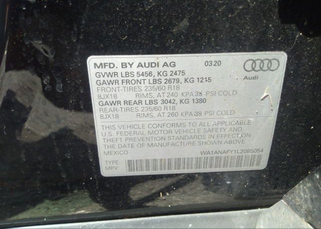 2020 AUDI Q5 VIN: WA1ANAFY1L2085054