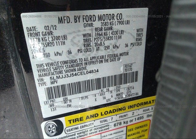 5LMJJ3J54CEL04834 2012 LINCOLN NAVIGATOR L