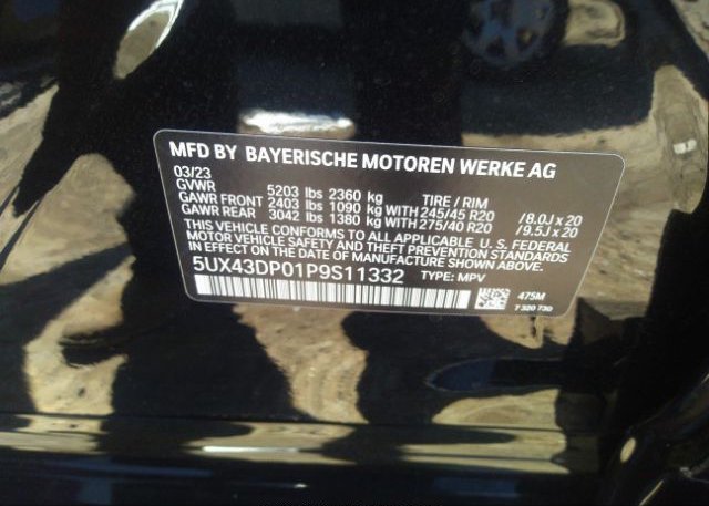2023 BMW X3(VIN: 5UX43DP01P9S11332