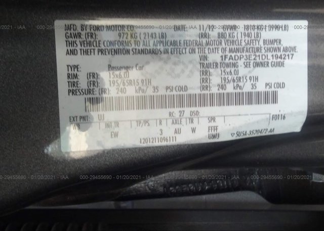 1FADP3E21DL194217 2013 FORD FOCUS