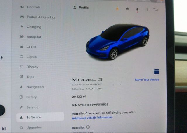 2021 TESLA MODEL 3(VIN: 5YJ3E1EB9MF019832