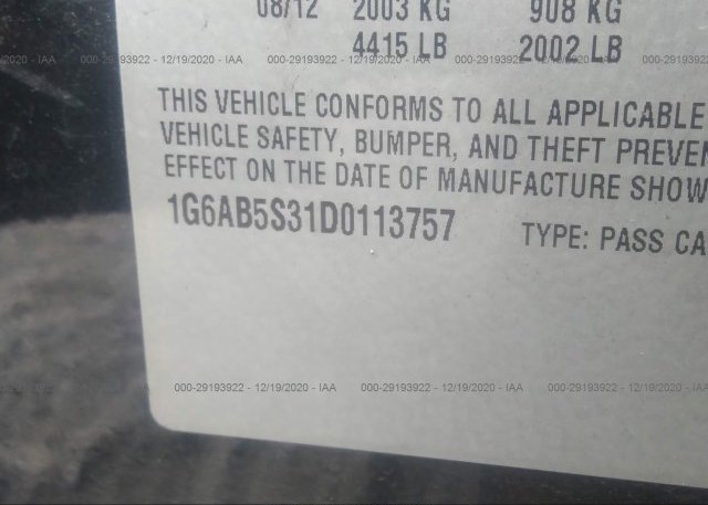1G6AB5S31D0113757 2013 CADILLAC ATS